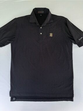 Peter Millar Summer Comfort TURTLE POINT Golf Black Pinstripes Men Shirt Size L